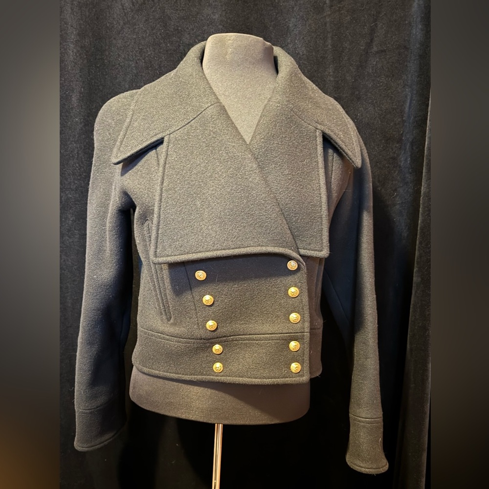 Gorgeous black wool Balmain jacket with gold buttons